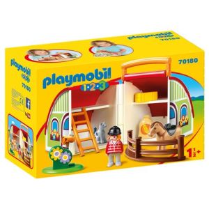 Image : Playmobil 1.2.3 Centre equestre transportable 70180
