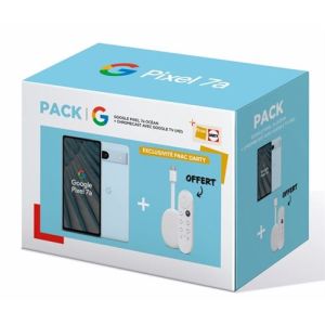 Image : Pack Google Pixel 7a 128 Go Bleu Ocean + Chromecast Google TV HD Blanc