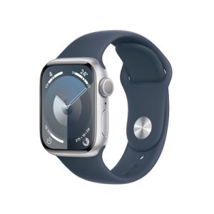 Image : Apple Watch Series 9 GPS 41 mm argente / Bleu tempete S/M MR903QF/A