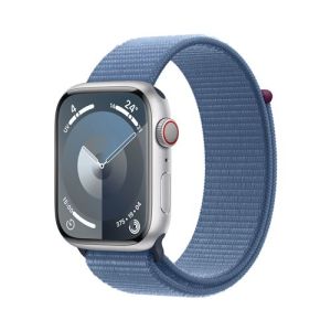 Image : Apple Watch Series 9 GPS + Cellular 45 mm argente / Sport Bleu hiver MRMJ3QF/A