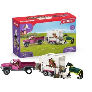Image : SCHLEICH - Pick-up avec remorque pour cheval - 42346