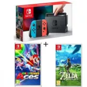Pack Nintendo Switch Neon + The Legend of Zelda : Breath of the Wild + Mario Tennis Aces