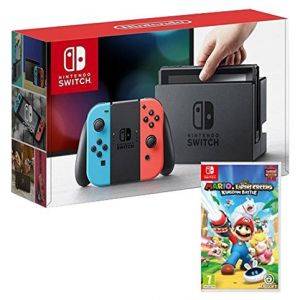 Image : Nintendo Switch avec Joy-Con - Neon + jeu Mario et Lapins Cretins: Kingdom Battle