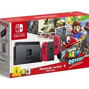 Image : Nintendo Switch + 1 paire de Joy-Con rouge + Super Mario Odyssey
