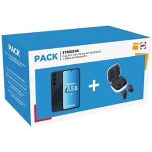 Image : Samsung Galaxy A55 Bleu Nuit + BUDS FE Graphite