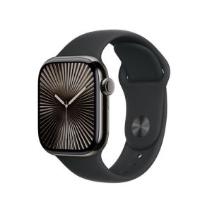 Image : Apple Watch Series 10 GPS + Cellular 42mm Ardoise avec Bracelet Sport Noir M/L - MWXH3QF/A