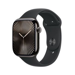 Image : Apple Watch Series 10 GPS + Cellular 46mm Ardoise avec Bracelet Sport Noir S/M - MWYD3QF/A