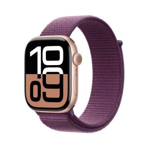 Image : APPLE Watch Series 10 GPS + Cellular 46mm Aluminium Rose Gold avec Boucle Sport Prune - MWY83QF/A APPLE