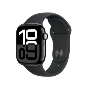 Image : Apple Watch Series 10 GPS + Cellular 42mm Aluminium Noir de Jais avec Bracelet Sport Noir M/L - MWX73QF/A