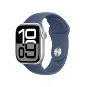 Apple Watch Series 10 GPS + Cellular 42mm Aluminium Argent avec Bracelet Sport Denim S/M - MWX33QF/A
