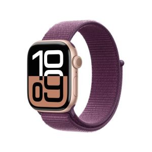 Image : APPLE Watch Series 10 GPS 42mm Aluminium Rose Gold avec Boucle Sport Prune - MWWK3QF/A
