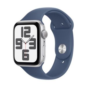 Image : Apple Watch SE GPS 44 mm Aluminium Argent avec Bracelet Sport Denim M/L - MXER3QF/A