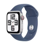 Apple Watch SE GPS + Cellular 40 mm Aluminium Argent avec Bracelet Sport Denim S/M - MXGF3QF/A