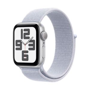 Image : Apple Watch SE GPS 40 mm Aluminium Argent avec Boucle Sport Nuee bleue - MXEE3QF/A