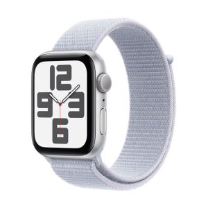 Image : Apple Watch SE GPS 44 mm Aluminium Argent avec Boucle Sport Nuee bleue - MXET3QF/A