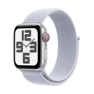 Image : Apple Watch SE GPS + Cellular 40 mm Aluminium Argent avec Boucle Sport Nuee bleue - MXGE3QF/A