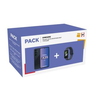 Image : Samsung Galaxy A35 128 Go Bleu nuit + Galaxy Fit3 Gris