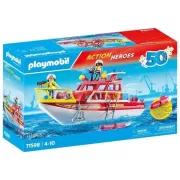 PLAYMOBIL 71598 Bateau de sauvetage et pompiers