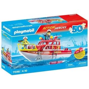 Image : PLAYMOBIL 71598 Bateau de sauvetage et pompiers