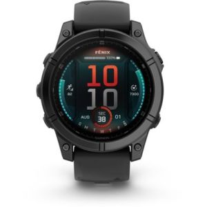 Image : GARMIN Fenix E 47mm Gris Acier bracelet noir Montre sport