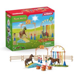 Image : Schleich 42481 Farm World Coffret d'Entrainement Agilite equestre avec Cheval