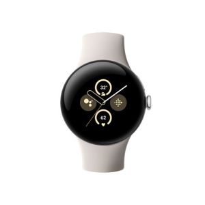 Image : Google Pixel Watch 2 Boîtier en aluminium Argent Poli Bracelet sport Porcelaine 4G LTE