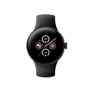 Image : Google Pixel Watch 2 Boîtier en aluminium Noir Mat Bracelet sport Noir Volcanique Wifi