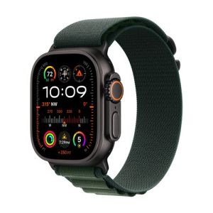 Image : Apple Watch Ultra 2 GPS + Cellular 49 mm Boîtier en Titane Noir avec Boucle Alpine Vert Foncé Medium version 2024 - MX4R3NF/A