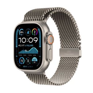 Image : Apple Watch Ultra 2 GPS + Cellular 49 mm Boîtier en Titane Naturel avec Bracelet Milanais Titane Naturel L version 2024 - MX5T3NF/A
