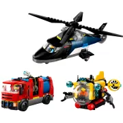 LEGO  60462 Hélicoptère  camion de pompiers et sous-marin modulable City