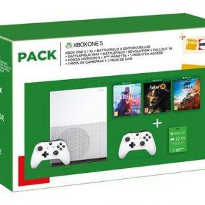 Image : Pack Xbox One S 1 To + 2eme manette + Battlefield V Edition Deluxe + Battlefield 1943 + Battlefield 1 Revolution + Fallout 76 + Forza Horizon 4 + 1 mois dEA Access + 1 mois de Game Pass + 3 mois de Li