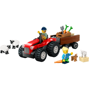 Image : LEGO 60461 Tracteur agricole rouge avec remorque et moutons City