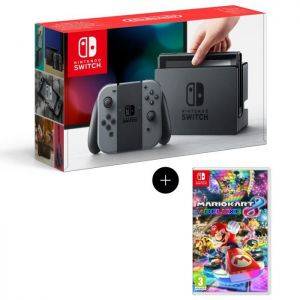 Image : Nintendo Switch avec paire de Joy-Con gris + Jeu Mario Kart 8 Deluxe
