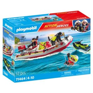 Image : Playmobil 71464 Bateau de pompier et scooter des mers Action Heroes