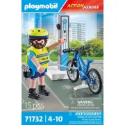 Playmobil 71732 Policier cycliste avec borne de recharge Action Heroes