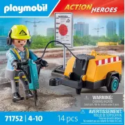 Playmobil Action Heroes 71752 Ouvrier marteau-piqueur et signalisation