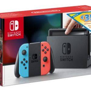 Image : Nintendo Switch avec Joy-Con rouge neon et bleu neon + 35€ sur le Nintendo eShop