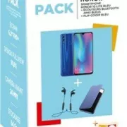 Honor 10 lite blue + écouteurs AM61 + flip blue