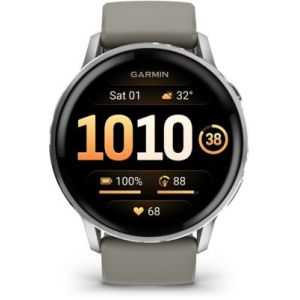 Image : GARMIN Venu 4 Noir/Silver Silicone Gris 45mm