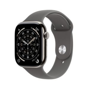 Image : Apple Watch Series 11 GPS + Cellular 46mm Titane Naturel / Gris Minéral M/L - MFCX4ZR/A