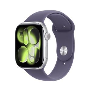 Image : Apple Watch Series 11 GPS + Cellular 46mm Aluminium Argent / Brume Violette S/M - MFCP4ZR/A
