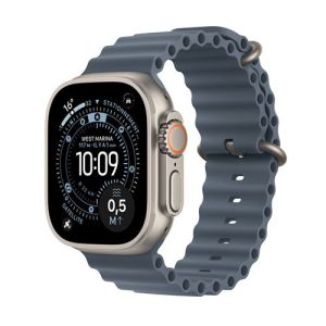 Image : Apple Watch Ultra 3 GPS + Cellular 49mm Titane Naturel / Océan bleu maritime - MEWH4QF/A