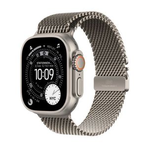 Image : Apple Watch Ultra 3 GPS + Cellular 49mm Titane Naturel / Milanais en titane naturel Medium - MEWY4QF/A
