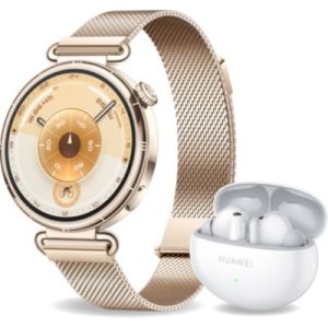 Image : HUAWEI Watch GT6 41mm Doré + FreeBuds 6I Blanc