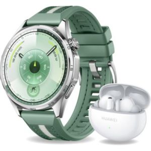 Image : HUAWEI Watch GT6 46mm Vert + FreeBuds 6I Blanc montre
