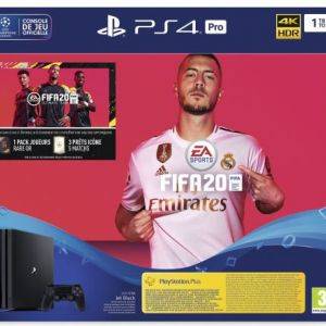 Image : PS4 Pro 1 To Noir + Jeu Fifa 20 + Voucher PS Plus