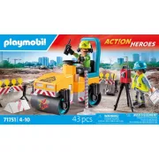 Playmobil Action Heroes 71751 Ouvriers avec rouleau compresseur
