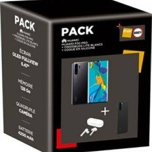 Image : Pack Huawei P30 Pro Noir + Freebuds Lite White + coque