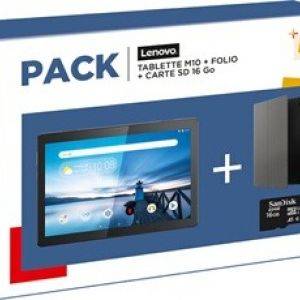 Image : Pack Lenovo M10HD 10.1'' 32 GO Wifi Noir + Folio + Carte SD 16Go
