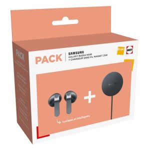 Image : Pack Samsung Buds4 Noir + Pad à induction magnétique 25 W